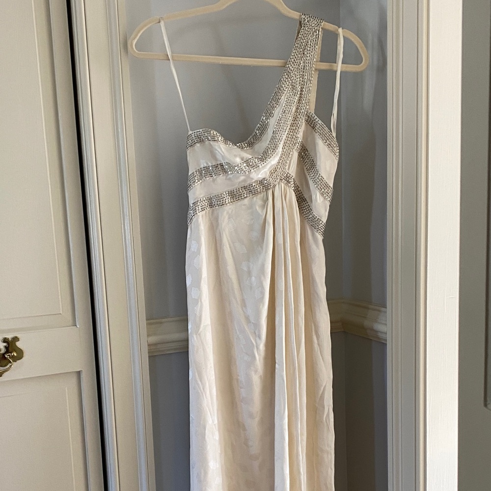 Bob Mackie Cream Gown with Silver Details